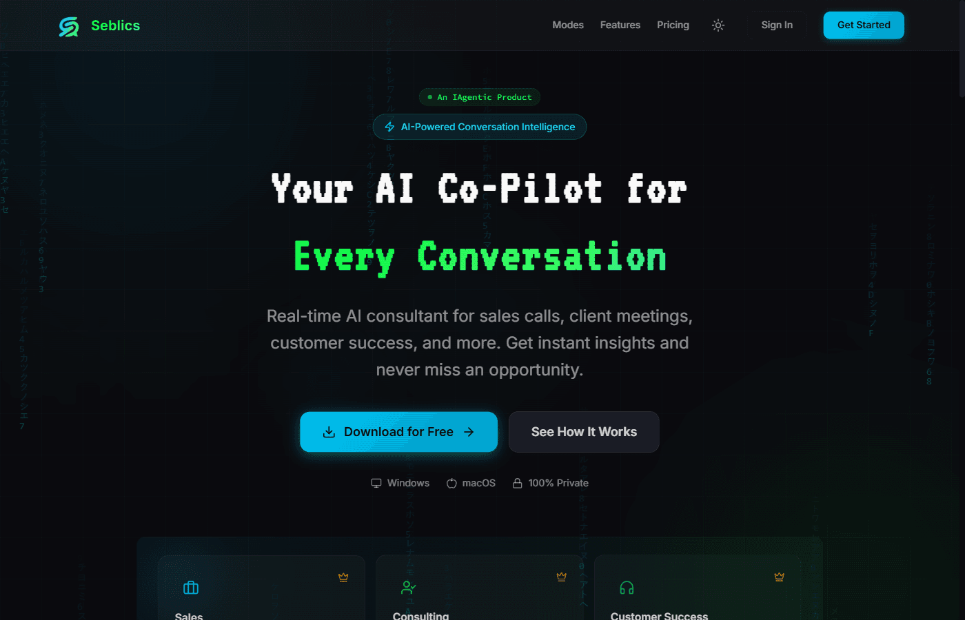 Seblics - AI co-pilot for live conversations